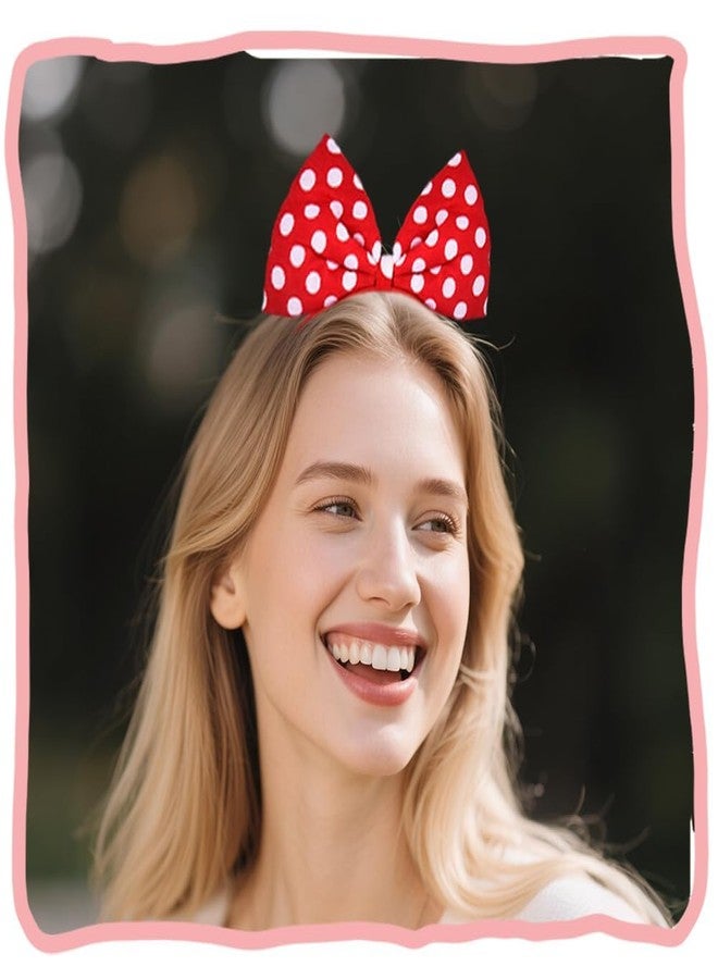Sudaporn Halloween Red Bow Headband Big Polka Dot Bowknot Headbands Cute Christmas Party Accessory Halloween Princess Costume Cosplay Hair Accessories for Women Festival Headdress Headwear - Image 5
